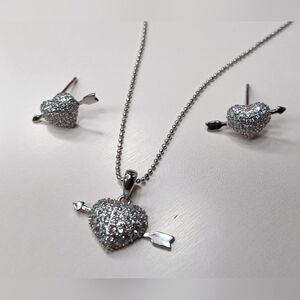 Set 3pc Silver 925, includes earrings, pendant and chain